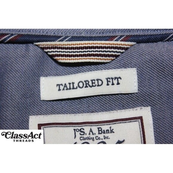 Jos A Bank 1905 Mens Long Sleeve Gray Cotton Tailored Fit Sz XL - Picture 7 of 9